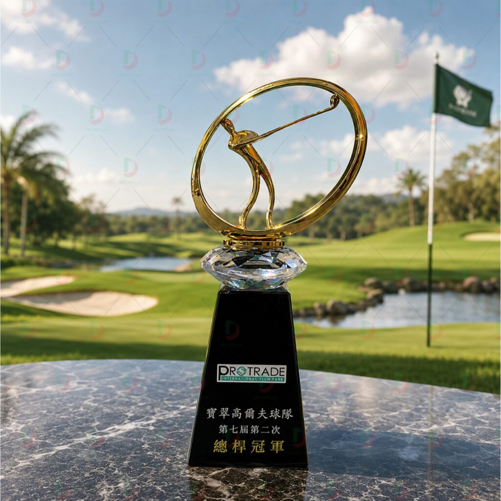 Cúp Golf Pha Lê 001 cao cấp mạ vàng nghệ thuật
