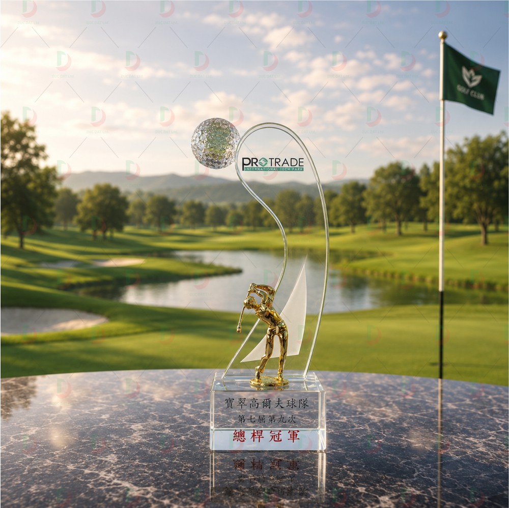 cup_the_thao__45_ Cúp Golf Pha Lê 006 hình golfer nghệ thuật cao cấp