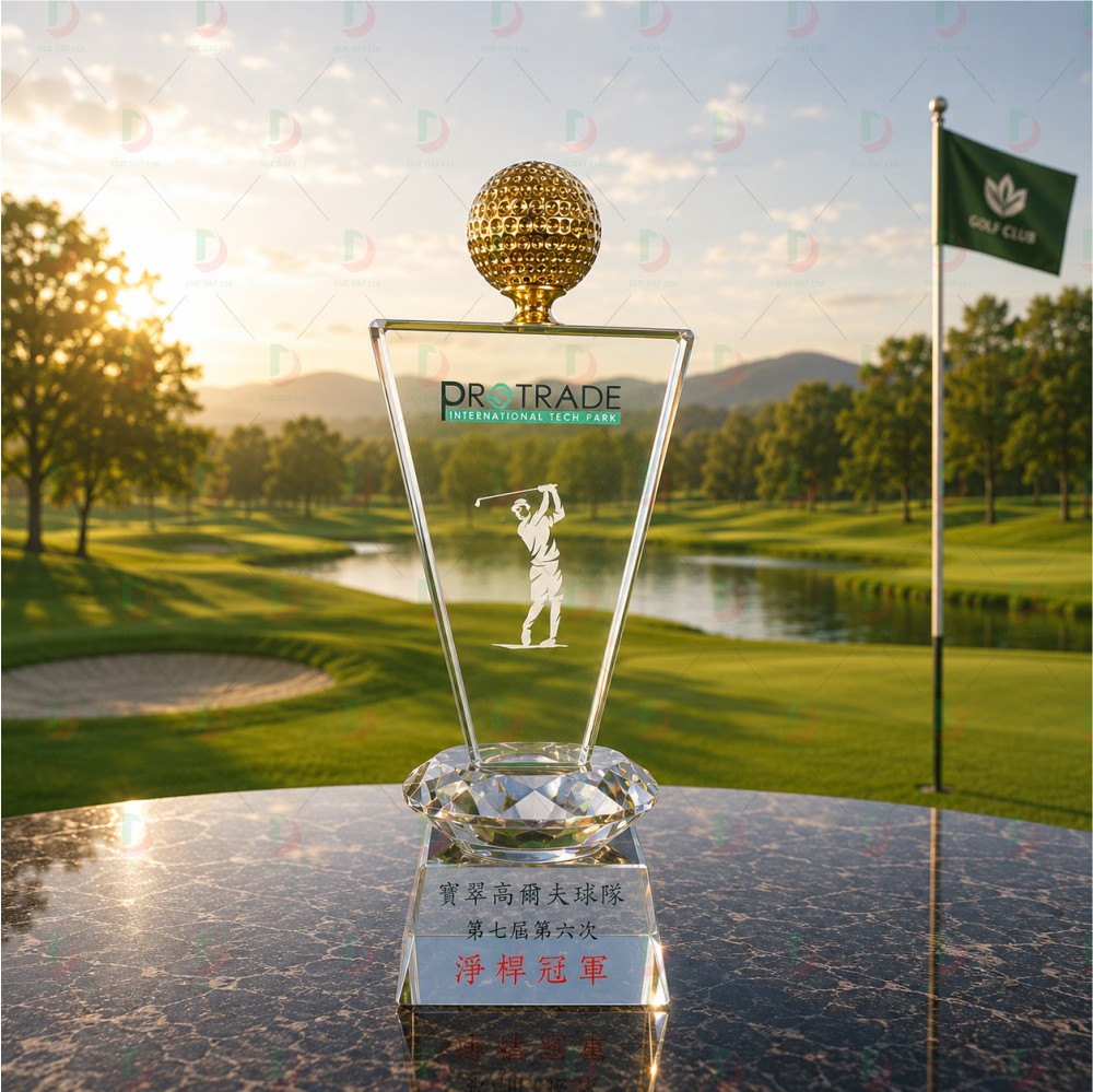 cup_the_thao__45_ Cúp Golf Pha Lê 009 thiết kế quả bóng golf mạ vàng cao cấp