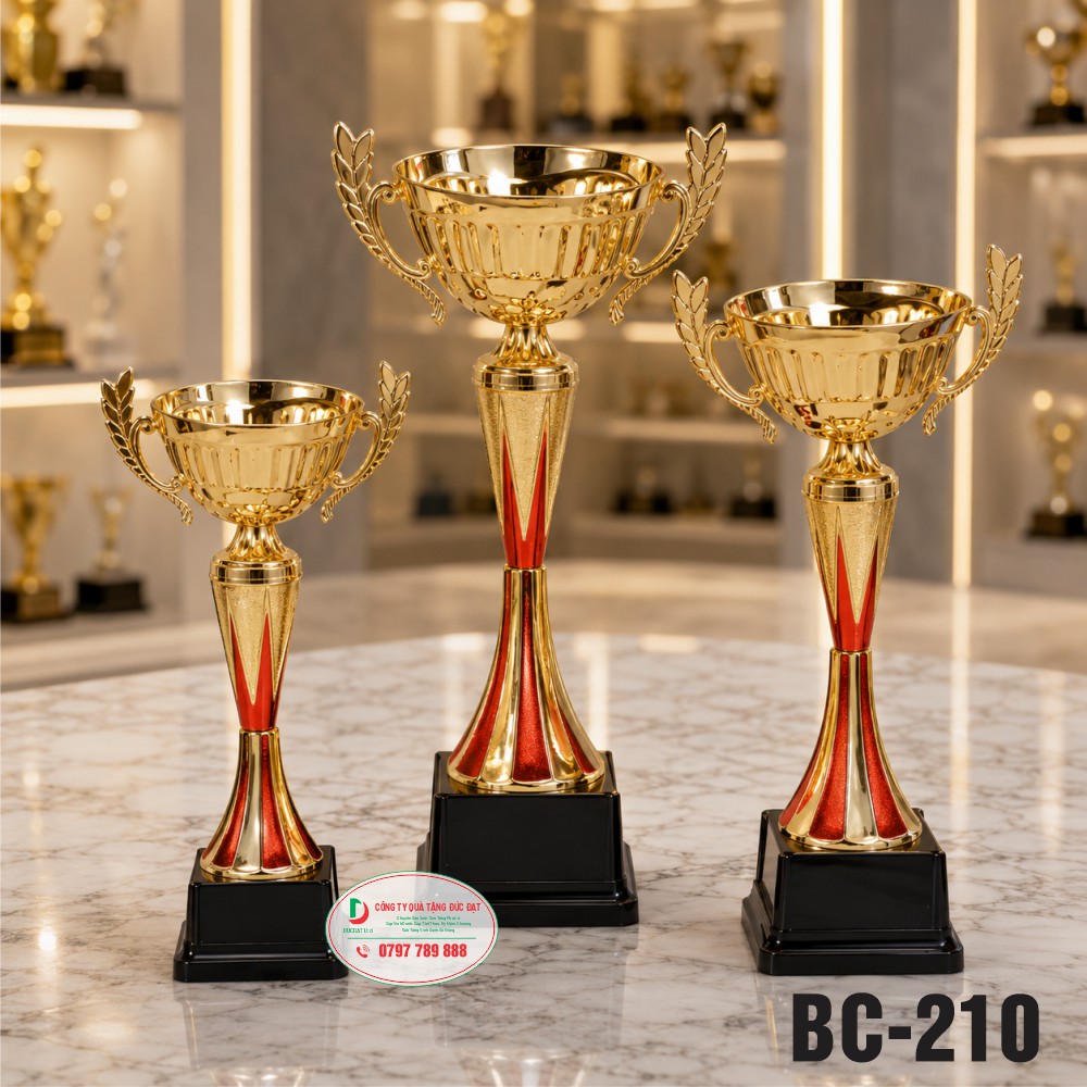cup_the_thao__45_ Cúp kim loại BC-210 cao cấp màu vàng đỏ kích thước 29cm 32cm 38cm