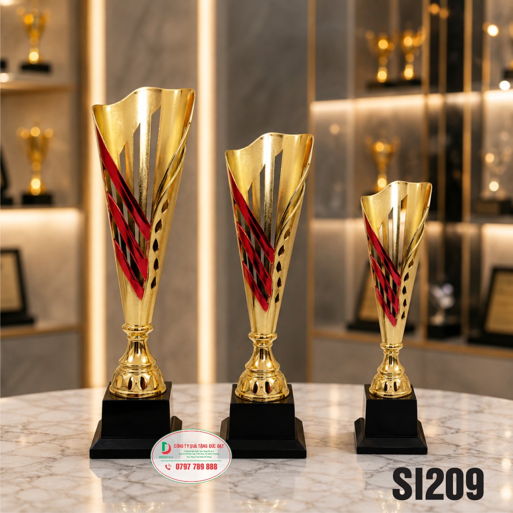 cup_the_thao__45_ Cúp kim loại SL209 cao cấp màu vàng đỏ kích thước 38cm 41cm 43cm