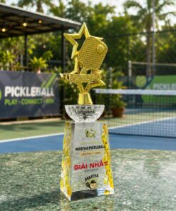 Cúp Pickleball 010 Pha Lê Kim Loại Cao Cấp | Mẫu Mới Độc Quyền