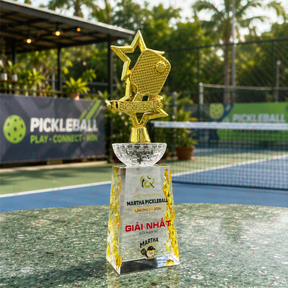 cup_the_thao__45_ Cúp pickleball 010 thiết kế pha lê kết hợp kim loại mạ vàng sang trọng dành cho giải đấu đôi nam nữ