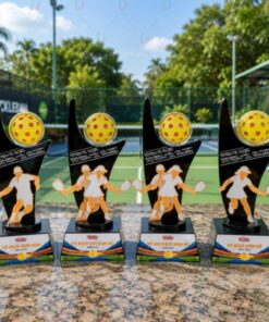 Cúp Pickleball 013 Pha Lê Đen Kết Hợp Mica