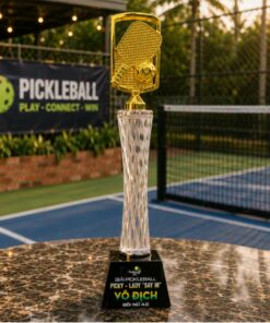 Cúp Pickleball 014 Pha Lê kết hợp Mạ Vàng Cao Cấp