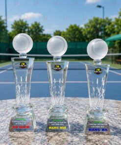 Cúp Tennis 008 - Bộ Cúp Pha Lê Khắc Bông Lúa Tôn Vinh Nhà Vô Địch