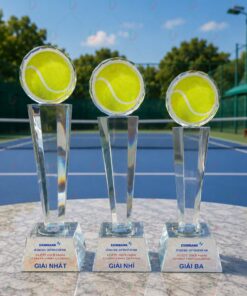 Cúp Tennis 009 - Bộ Cúp Pha Lê Quả Bóng Vàng Nổi Bật Vinh Quang