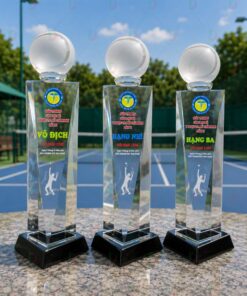 Cúp Tennis 012 - Bộ Cúp Pha Lê Quả Bóng Mờ Thân Pha Lê Cao Cấp