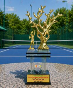 Cúp Tennis 021 - Cúp Pha Lê Tán Cây Kim Ngân Mạ Vàng Cực Đẳng Cấp
