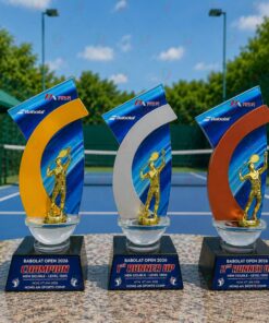 Cúp Tennis 022 - Bộ Cúp Pha Lê Vô Địch Vòm Cung Vàng Đồng Bạc Trắng