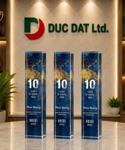 Cúp Pha Lê 011 Khối Trụ In UV – Tôn Vinh Cống Hiến