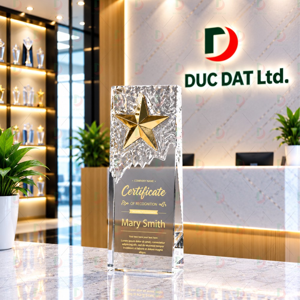 cup_the_thao__45_ Cúp pha lê 034 khối pha lê kết hợp ngôi sao kim loại vàng tinh xảo in màu UV theo yêu cầu